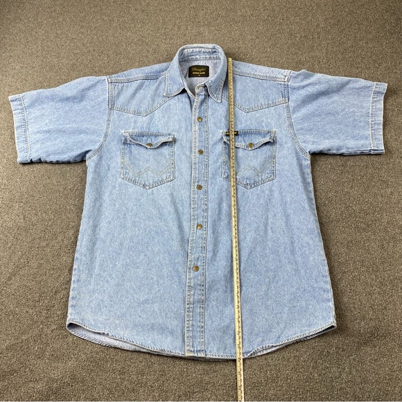 Vintage Wrangler Western Snap Button Denim Polo Shirt Men’s Sz M. Made In Canada - Picture 9 of 12